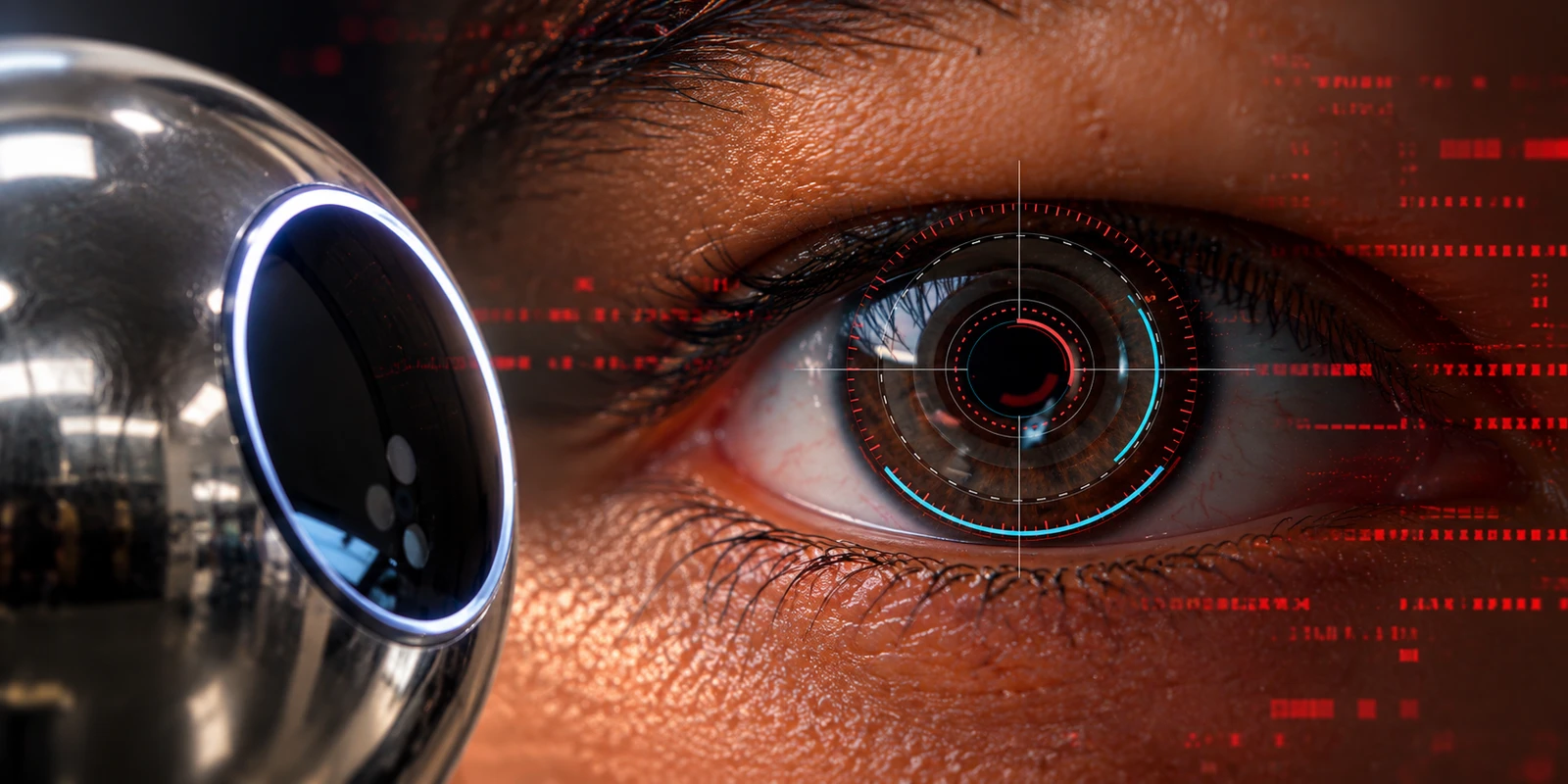 Un iris bajo escaneo y un dispositivo Orb: protección de derechos frente a la biometría invasiva.